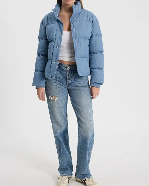 Denim Puffer Coat