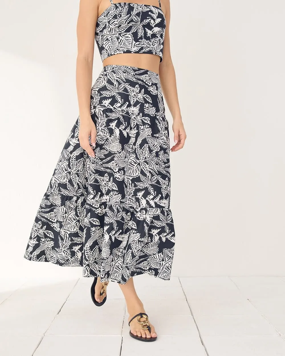 High-Rise A-Line Midi Skirt