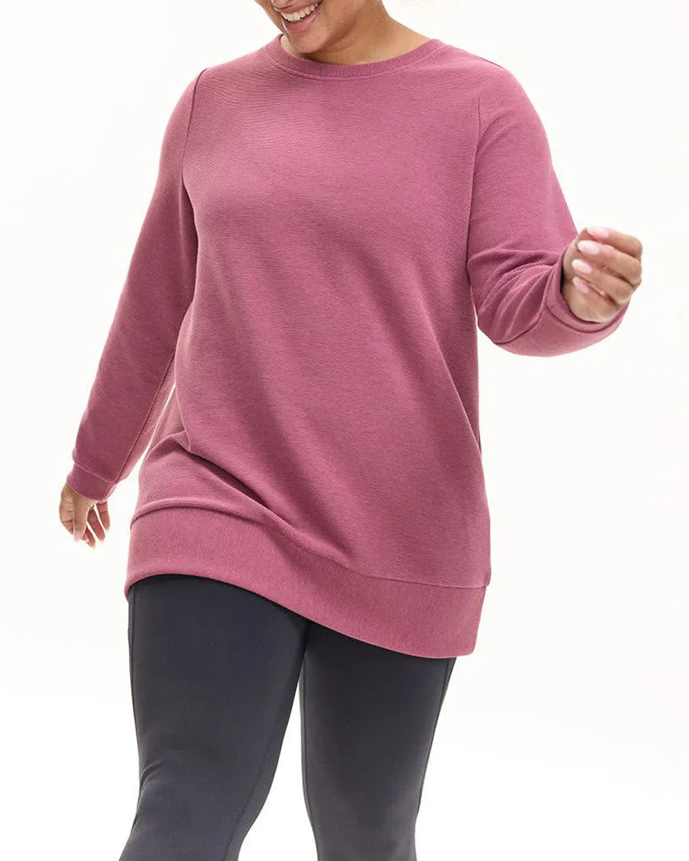 Long-Sleeve Crew-Neck Ottoman-Knit Tunic