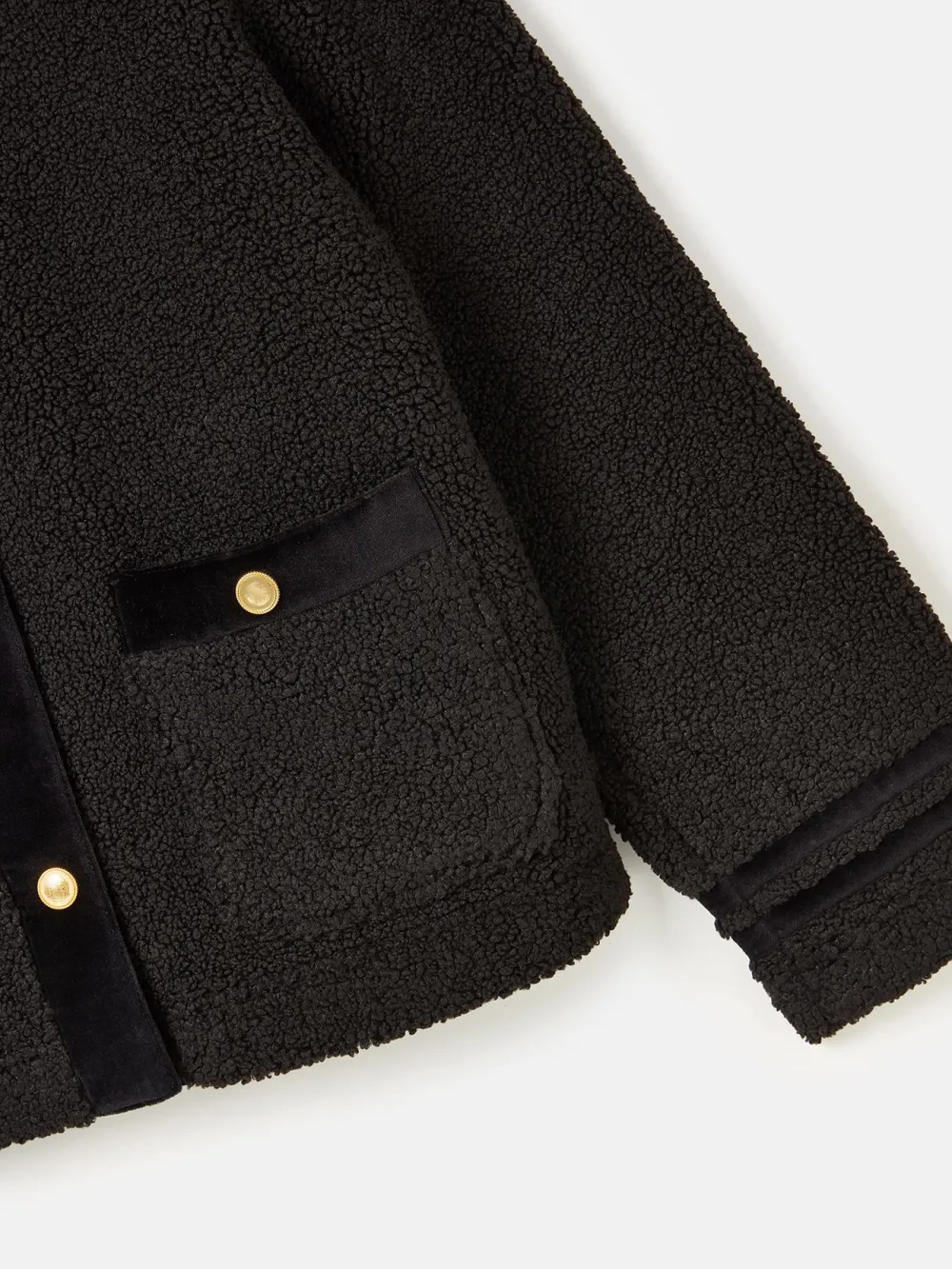 Funnel Neck Fleur Black Fleece Jacket