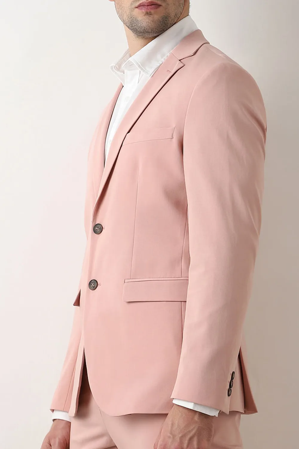 Pink Single Breasted Suit-Set Blazer