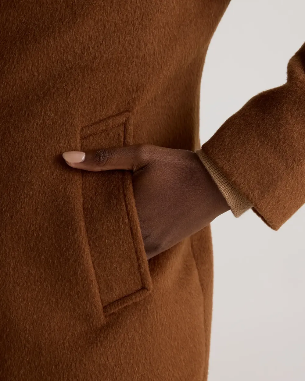 Camel-Hair Single-Breasted Midi Coat