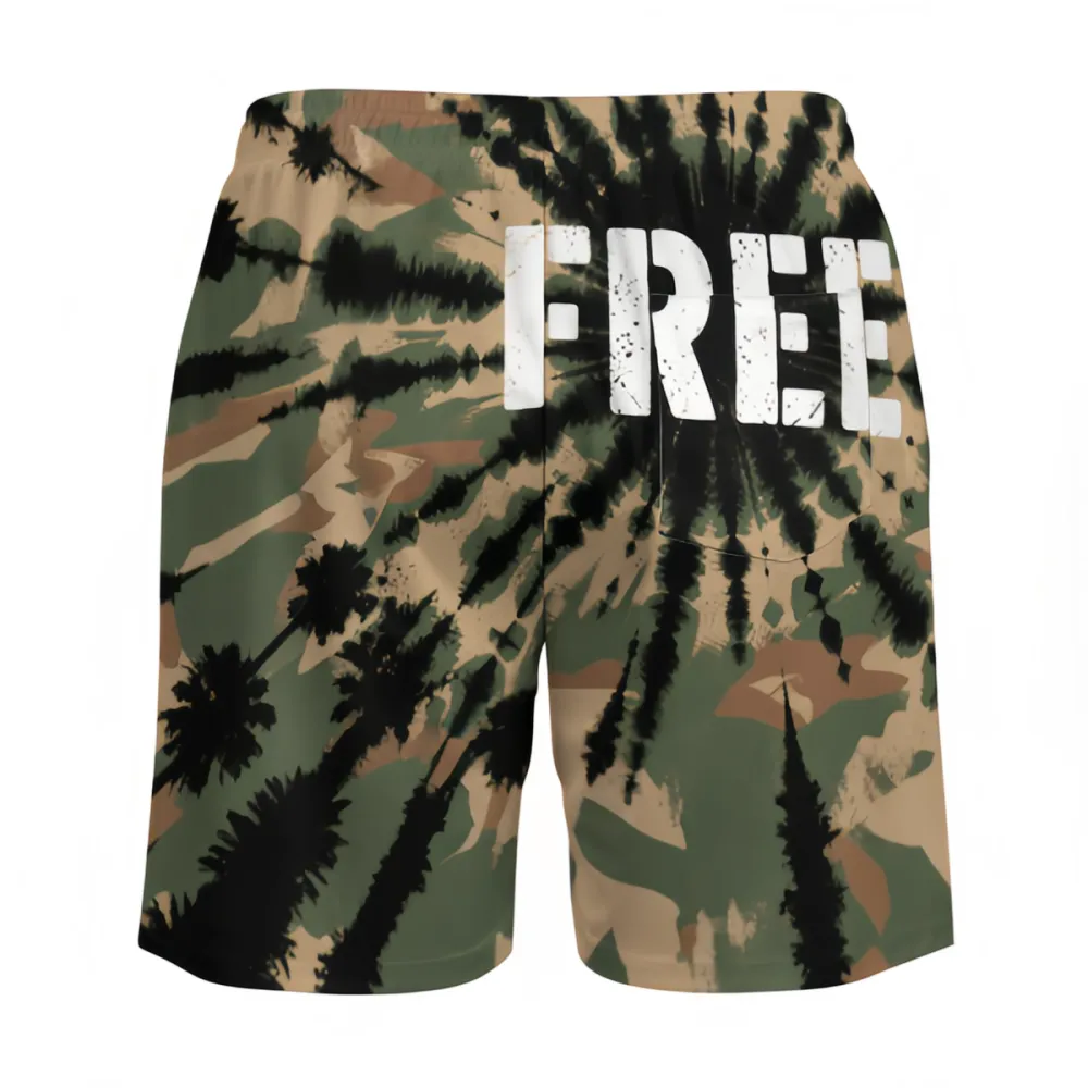 Left Mark FREE Tie-Dye Camouflage Style Sports Beach Shorts