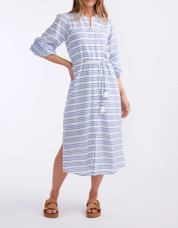 Palm Island Dress - Blue/White Stripe