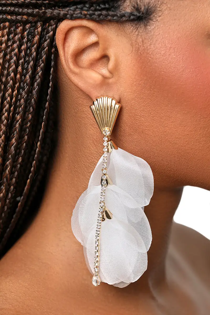 Petal Drop Earrings (White)