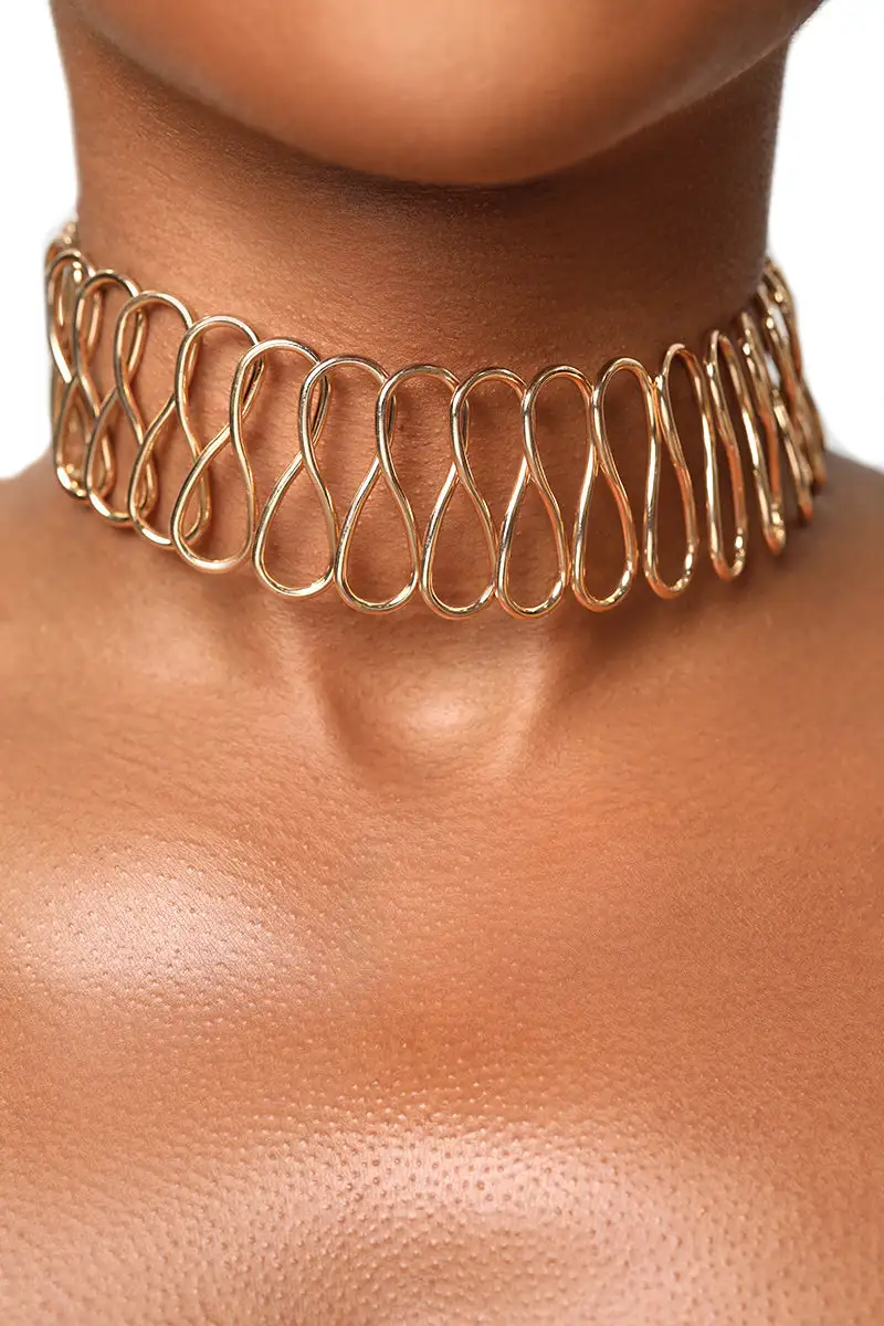 Caught Up Gold Choker Necklace