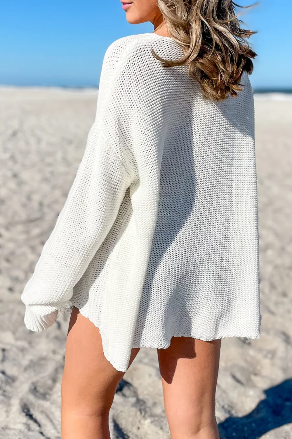 White Beach Loose-Fit Cardigan