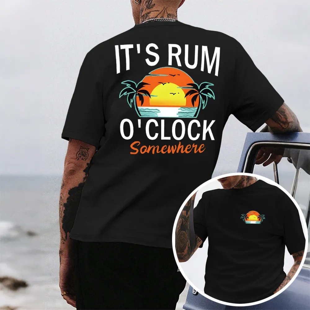 Funny Beach Rum Drinking Shirt, It’S Rum O’Clock Somewhere