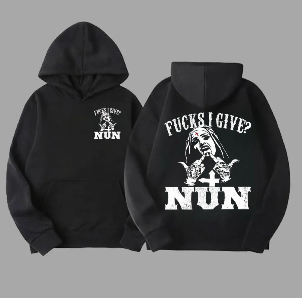 F*cks I Give? Nun Printed Oversized Hoodie
