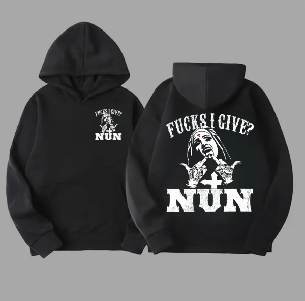 F*cks I Give? Nun Printed Oversized Hoodie
