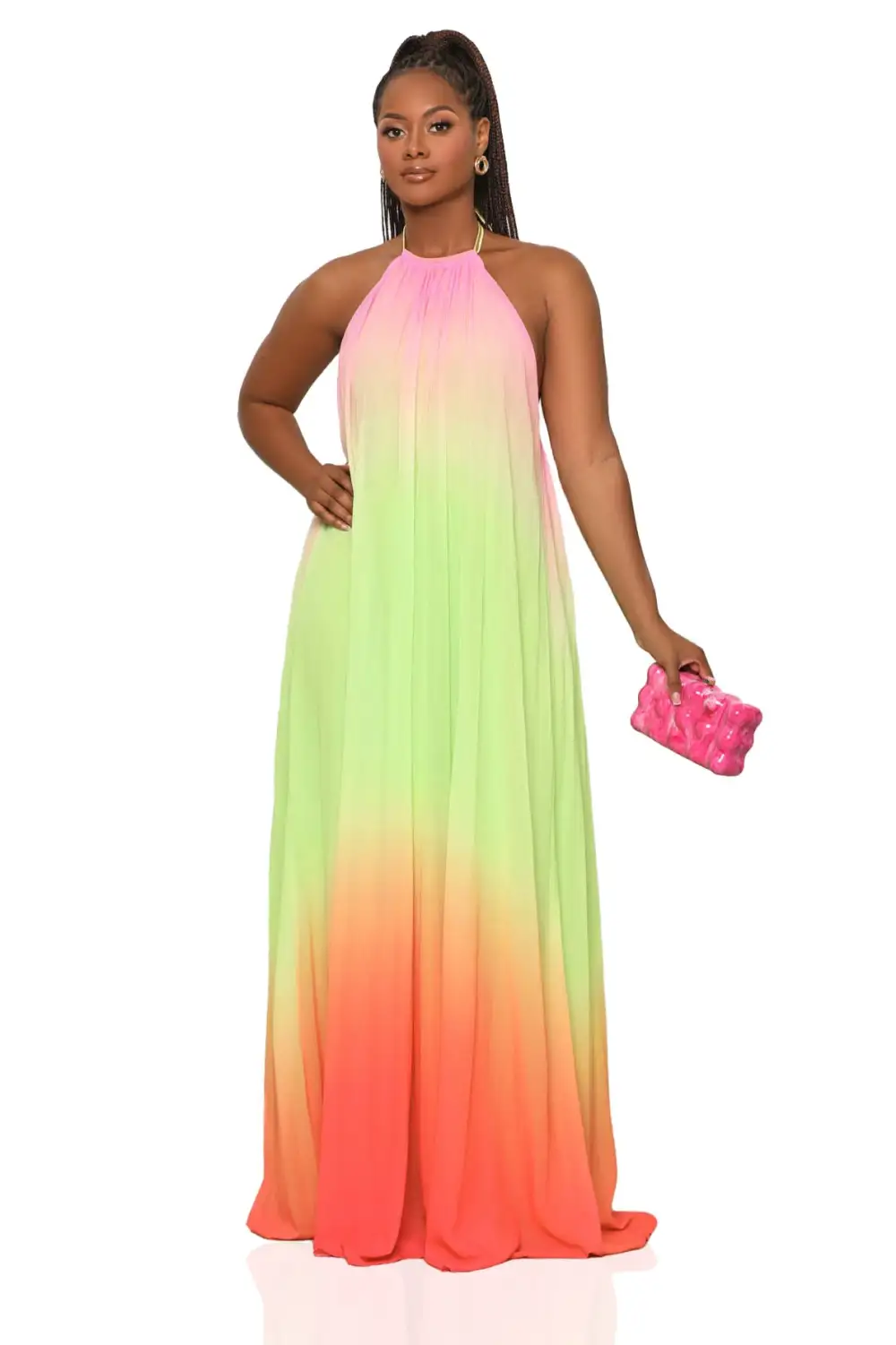 Ombre Halter Dress (Pink Multi)