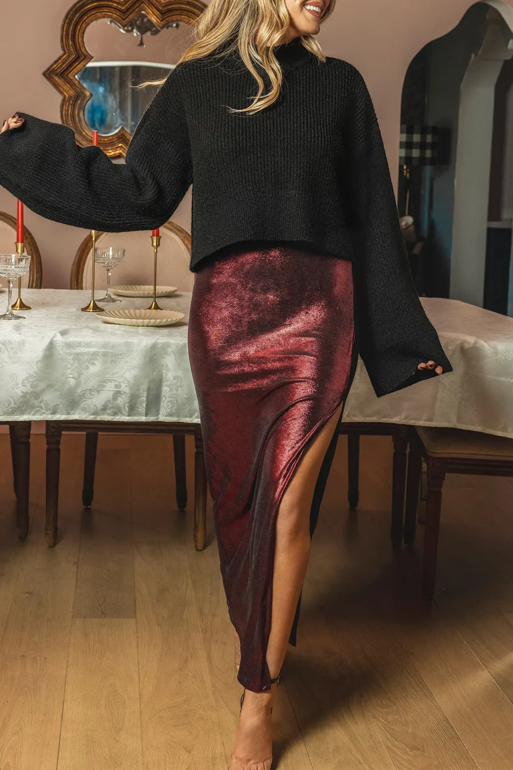 Red Wine Maxi Skirt