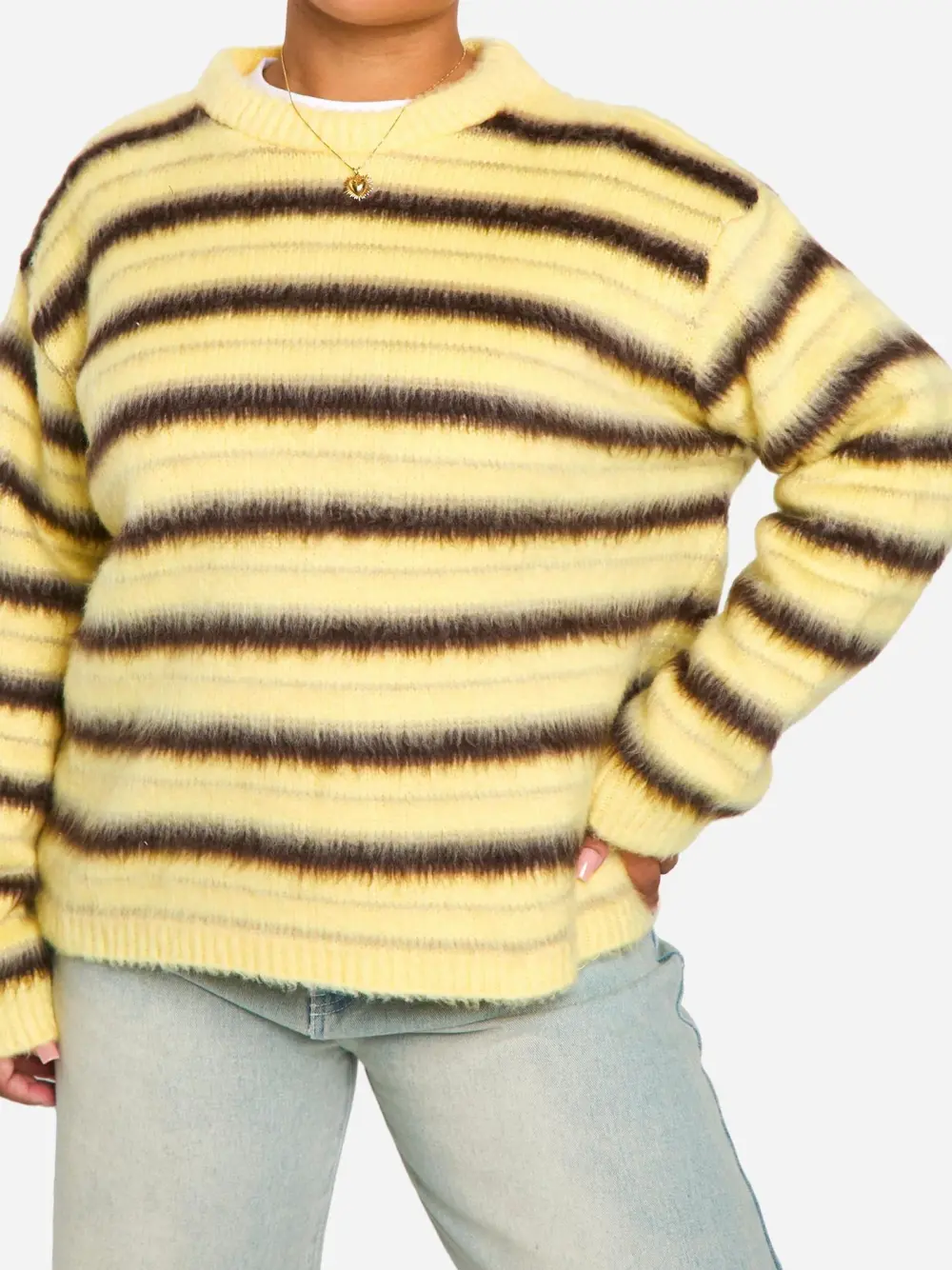 FLUFFY STRIPED SWEATER