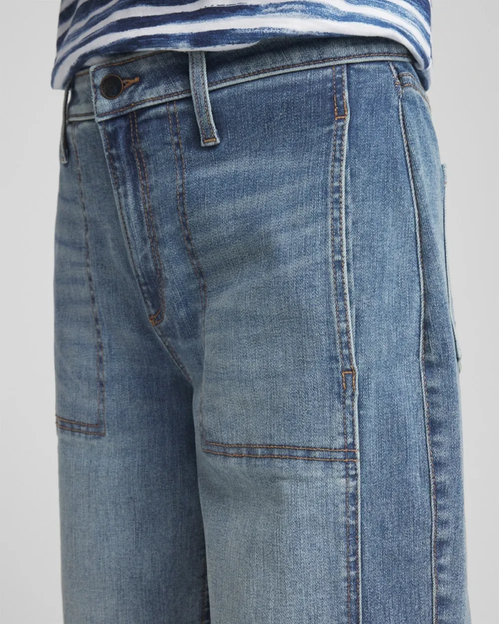 Light Blue Patchwork Denim Jeans