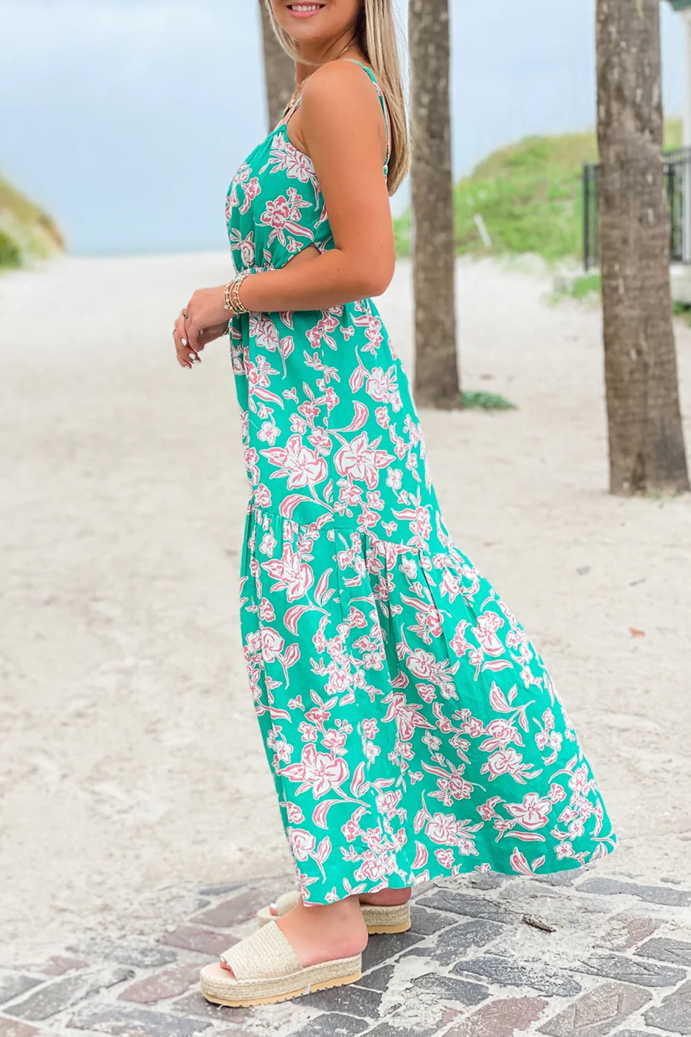 Mint Green Floral Maxi Dress