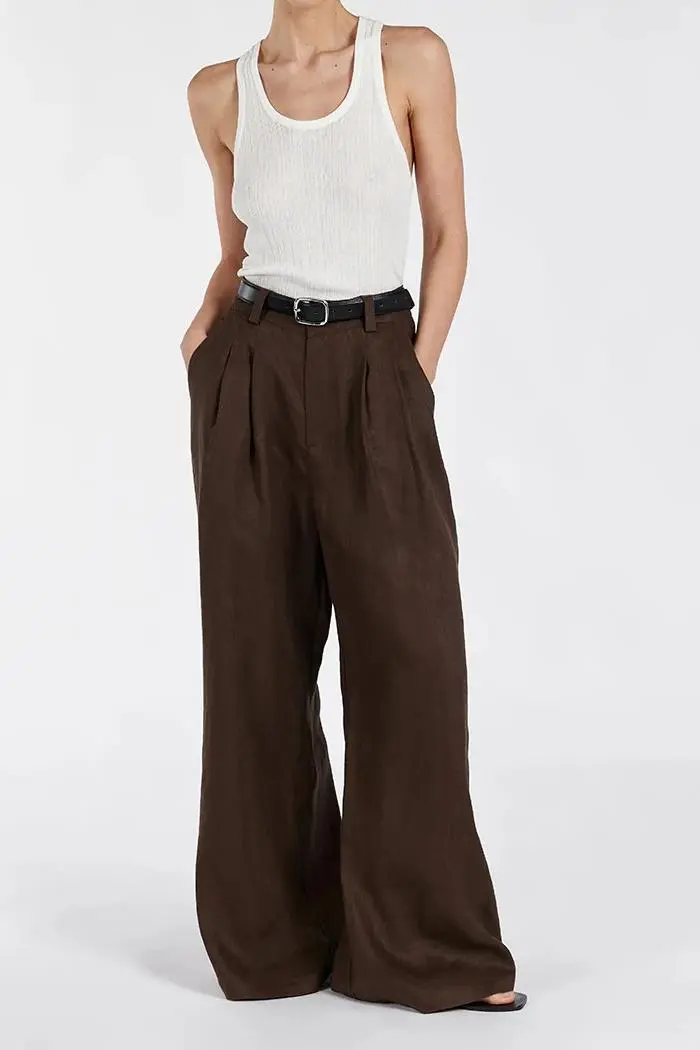 HOLDEN BITTER CHOC LINEN PANT