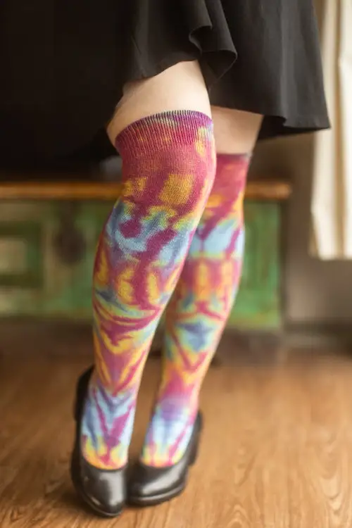 O Tie Dye Knee Socks