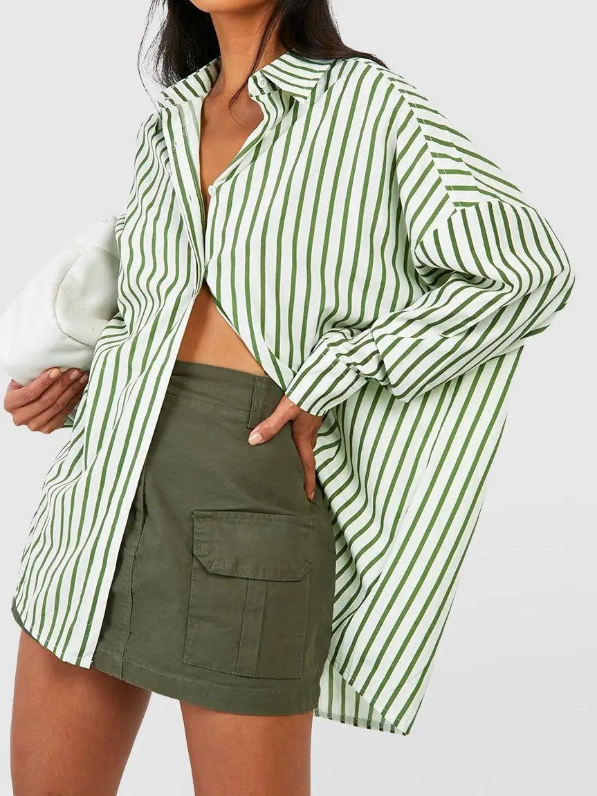 STRIPE DROP SHOULDER OVERSIZED SHIRT