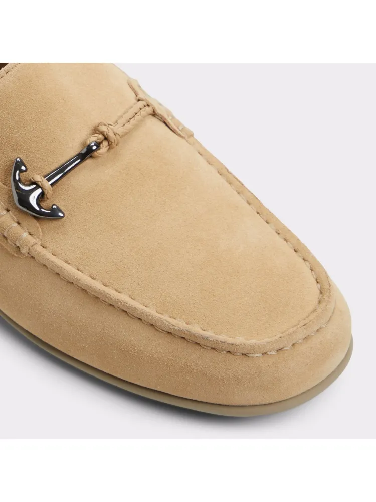 Beige Retro Falt Bottom Suede Leather Shoes