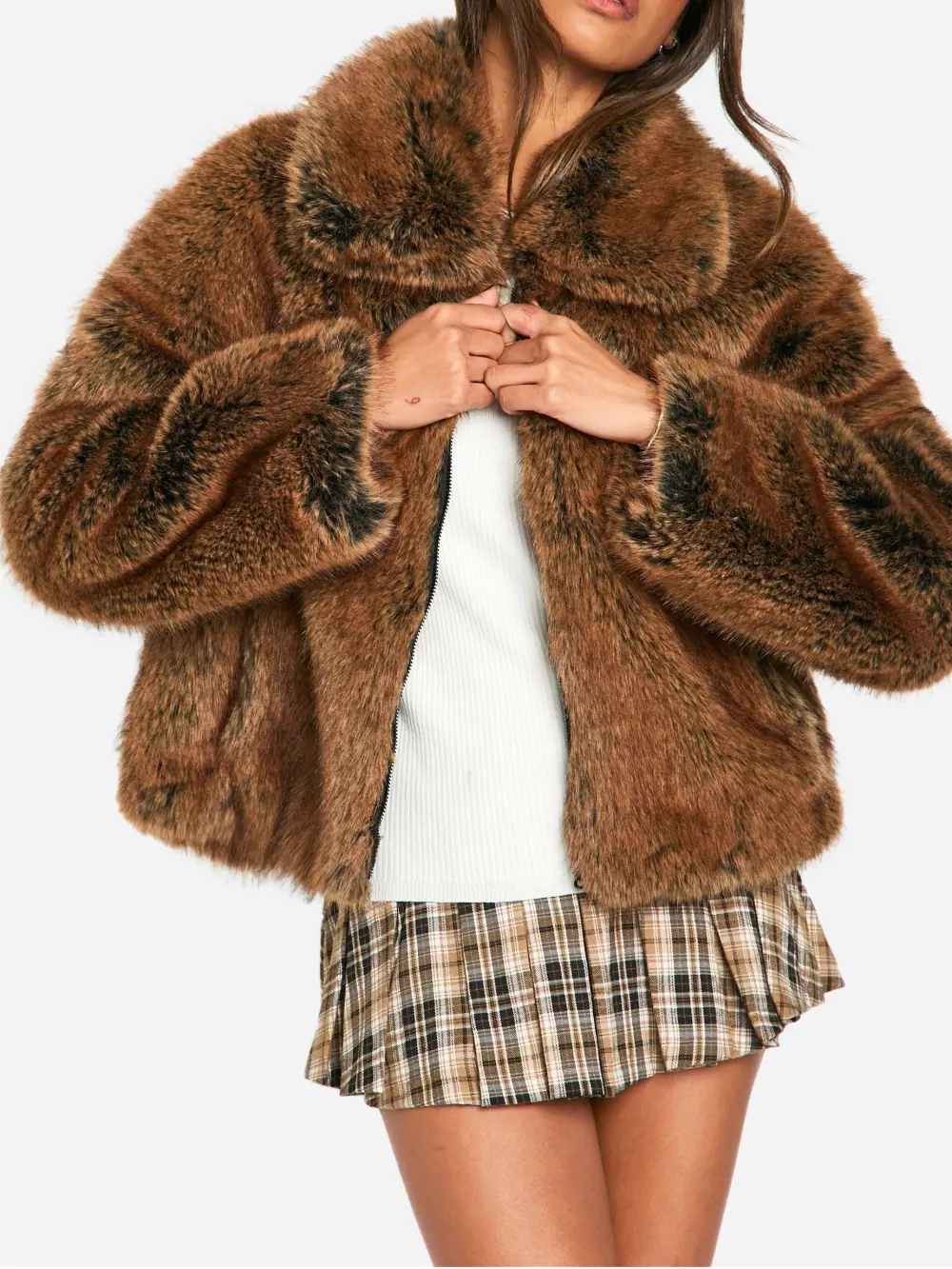 PREMIUM COLLARED FAUX FUR COAT