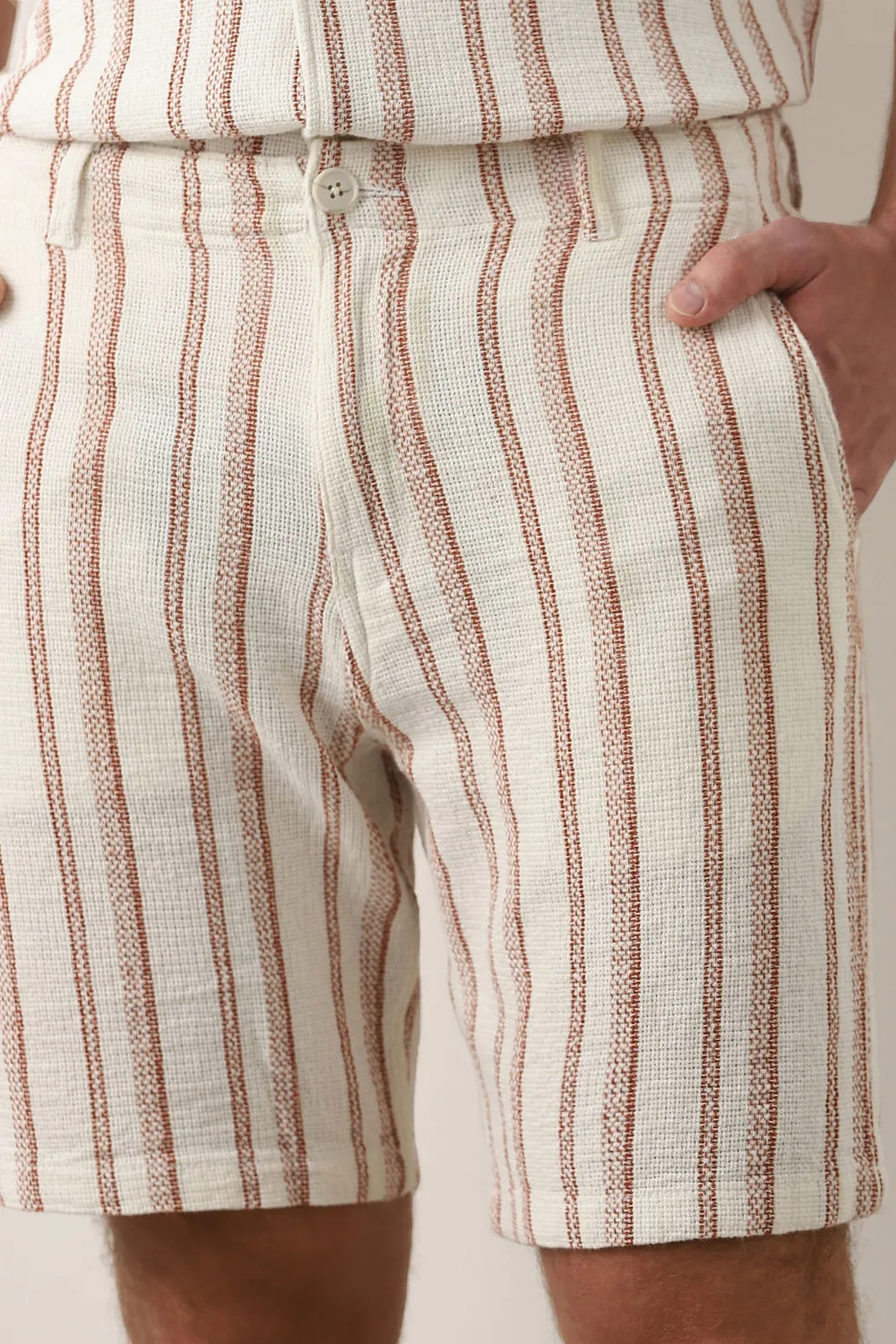 White Striped Co-ord Set Shorts