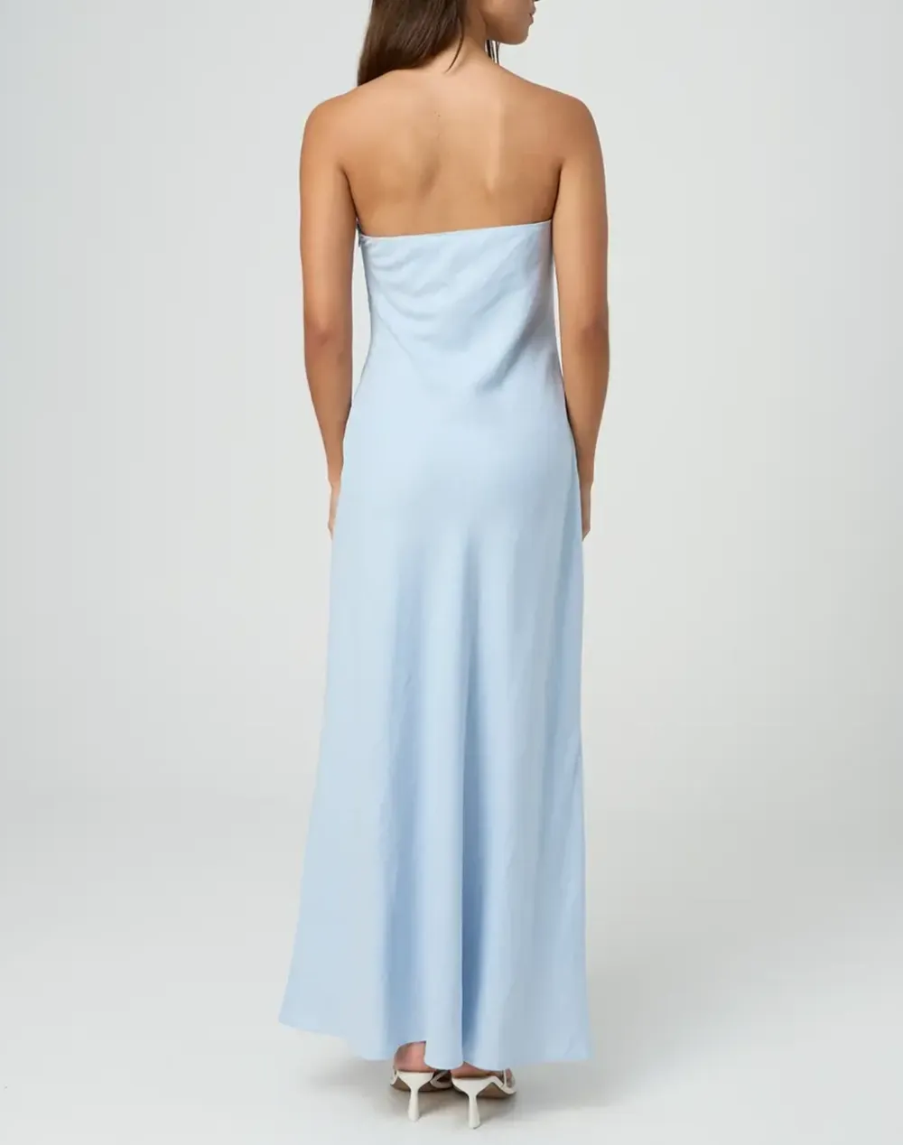 Linen Blend Strapless Maxi Dress