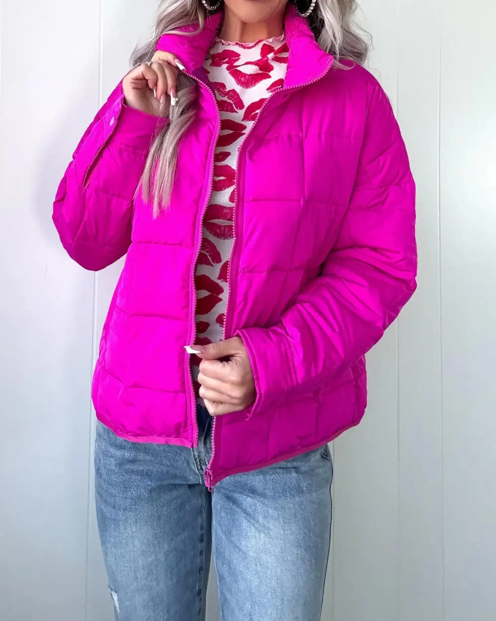 City Views Puffer Jacket - Fuchsia