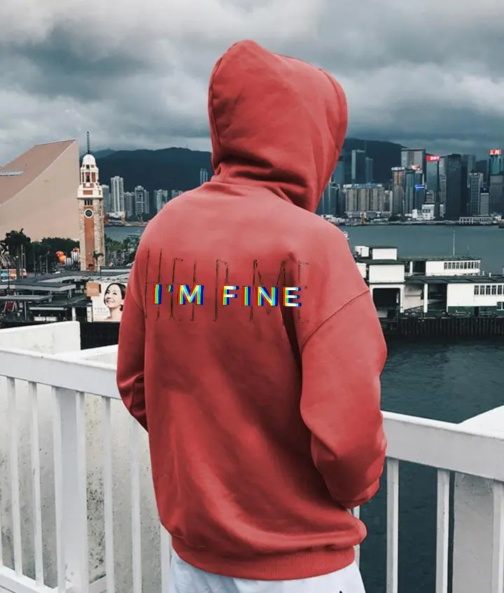 Help Me I'm Fine Print Fun Monogram Hoodie