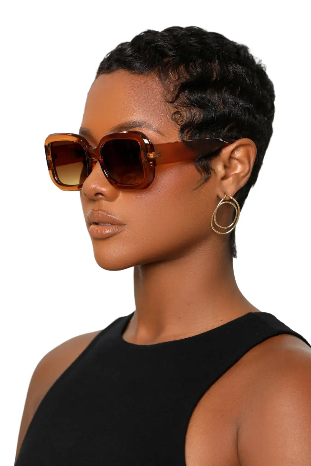 Luxe Lens Square Shades (Brown)