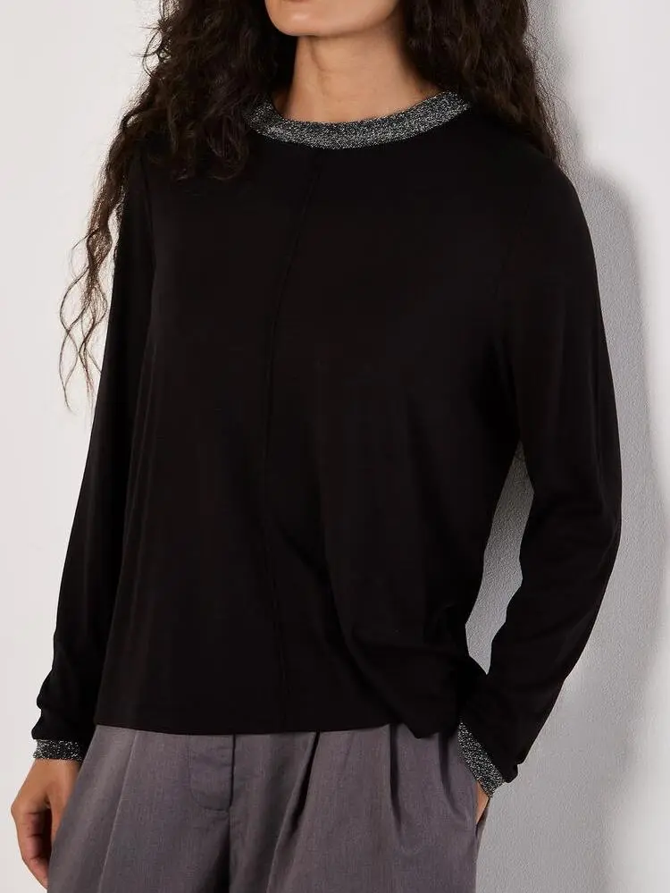 Sparkle Trim Jersey Knit Top