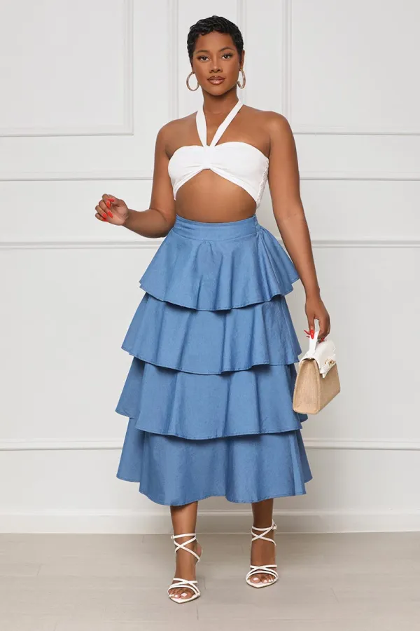 Let's Getaway Halter Top Skirt Set (White Multi)- FINAL SALE