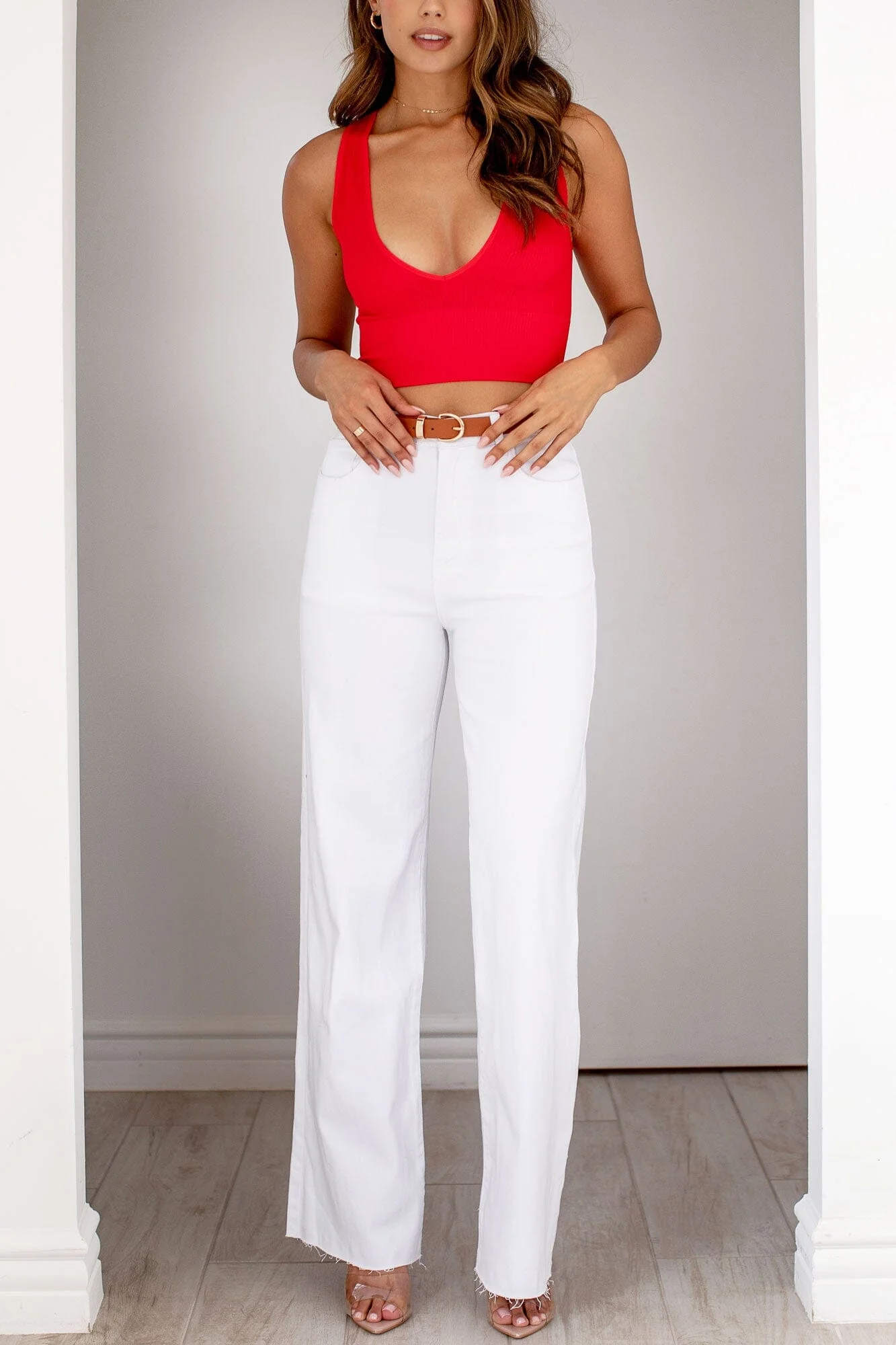 White Relaxed Wide Leg Jeans