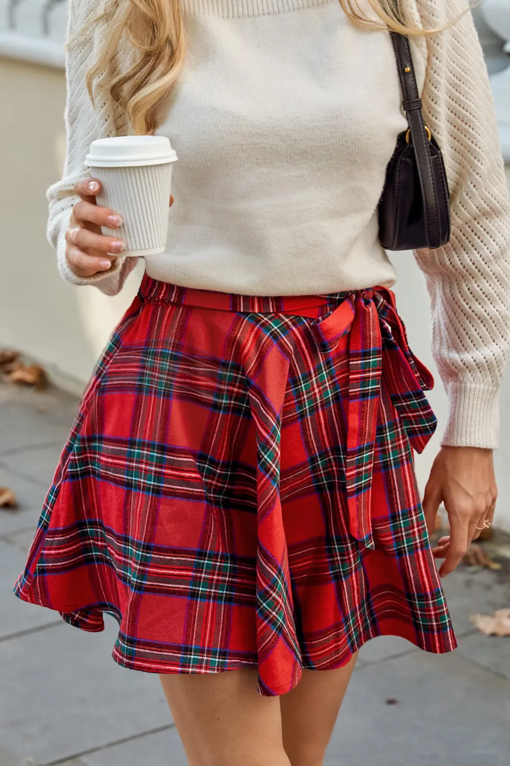 Red Plaid A-Line Mini Skirt