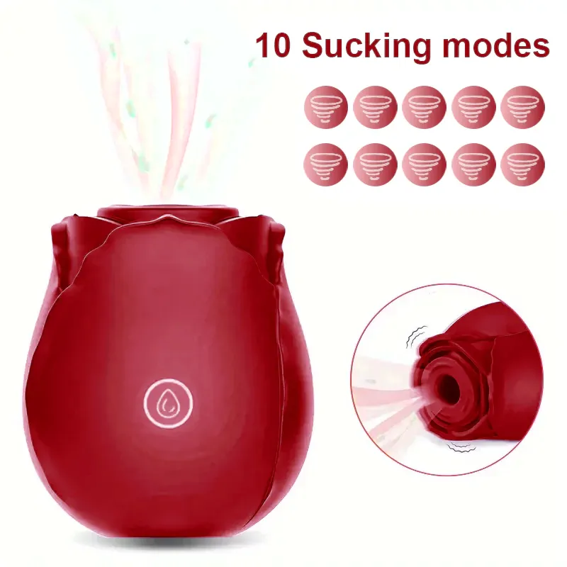 Dark Red Rose Toy Vibrator Classic Sucking Vibrator 10 Frequency