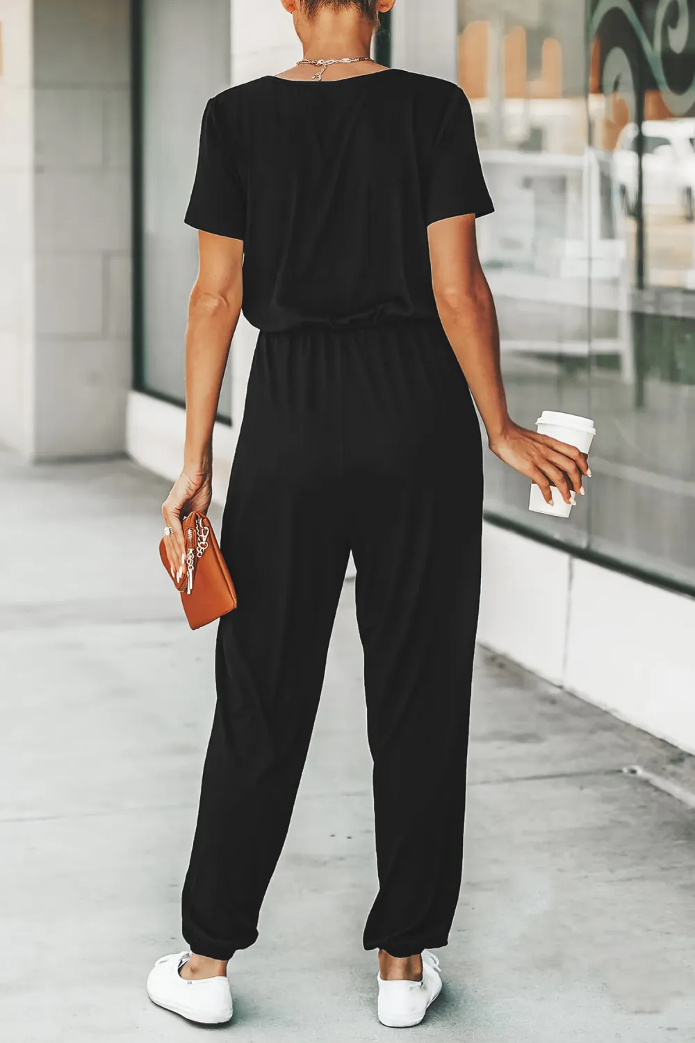 V-neck Maxi Short Sleeve Jumpsuit