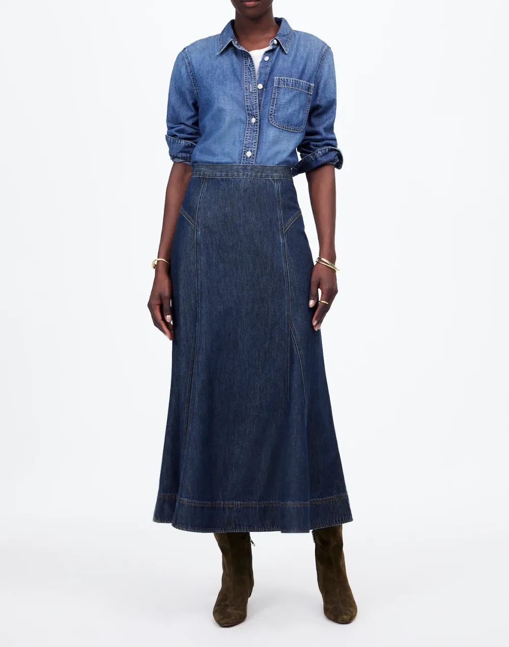 Denim Midi Circle Skirt Wash: Airy Denim Edition