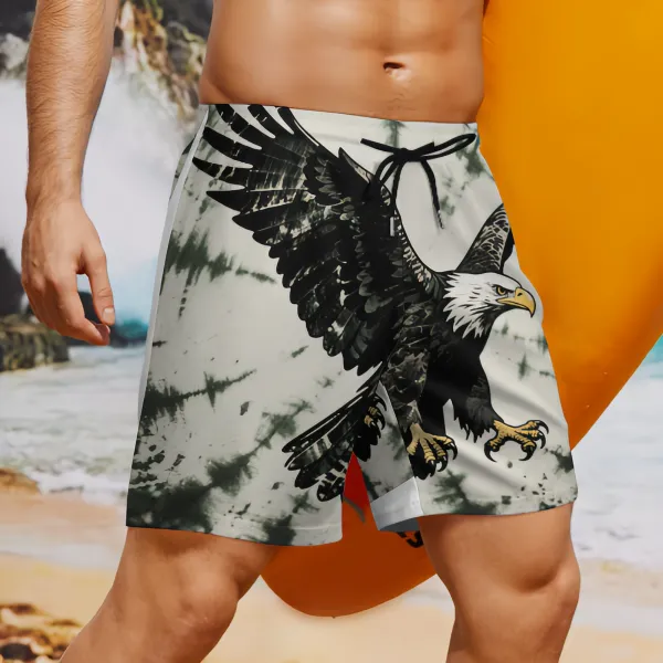 Realistic Style Eagle Tie-Dye Sports Beach Shorts