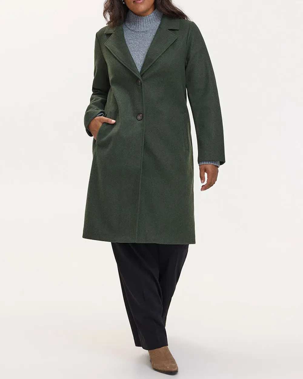 Long Coat with Two-Button Closure