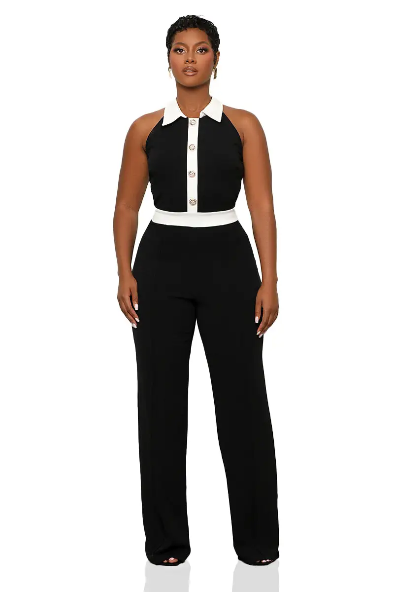 Classic Tuxedo Jumpsuit (Black Multi)