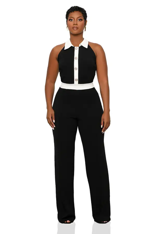 Classic Tuxedo Jumpsuit (Black Multi)