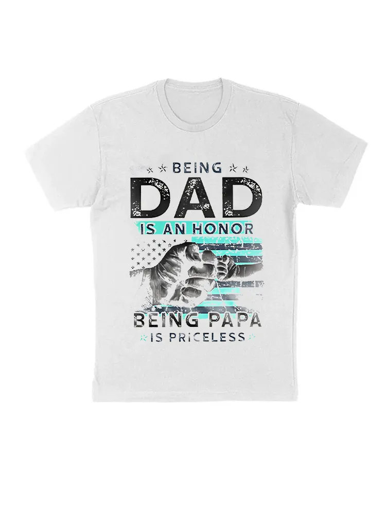 Being Dad Is An Honor Papa Is Priceless US Flag Fist Bump T-Shirt
