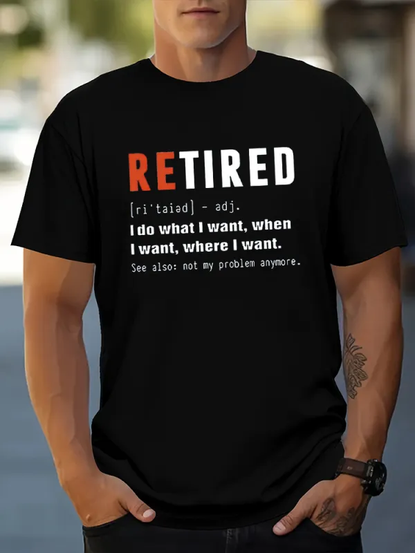 Funny Retired Definition Cotton Short Sleeve Graphic T-Shirt