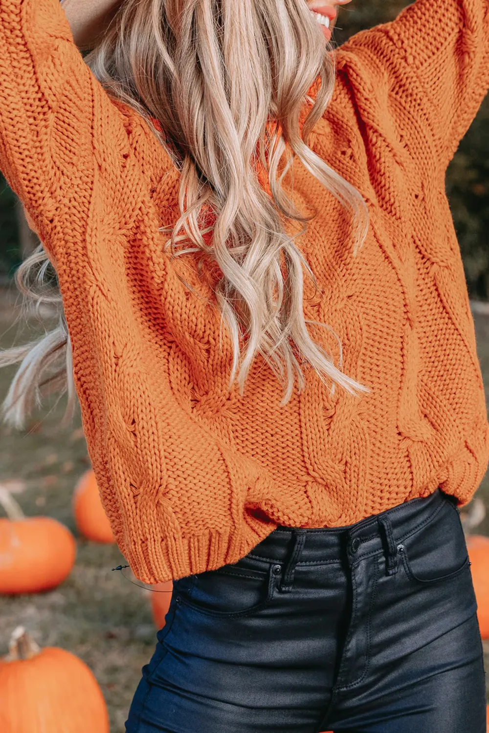 Cable Knit One-Shoulder Sweater