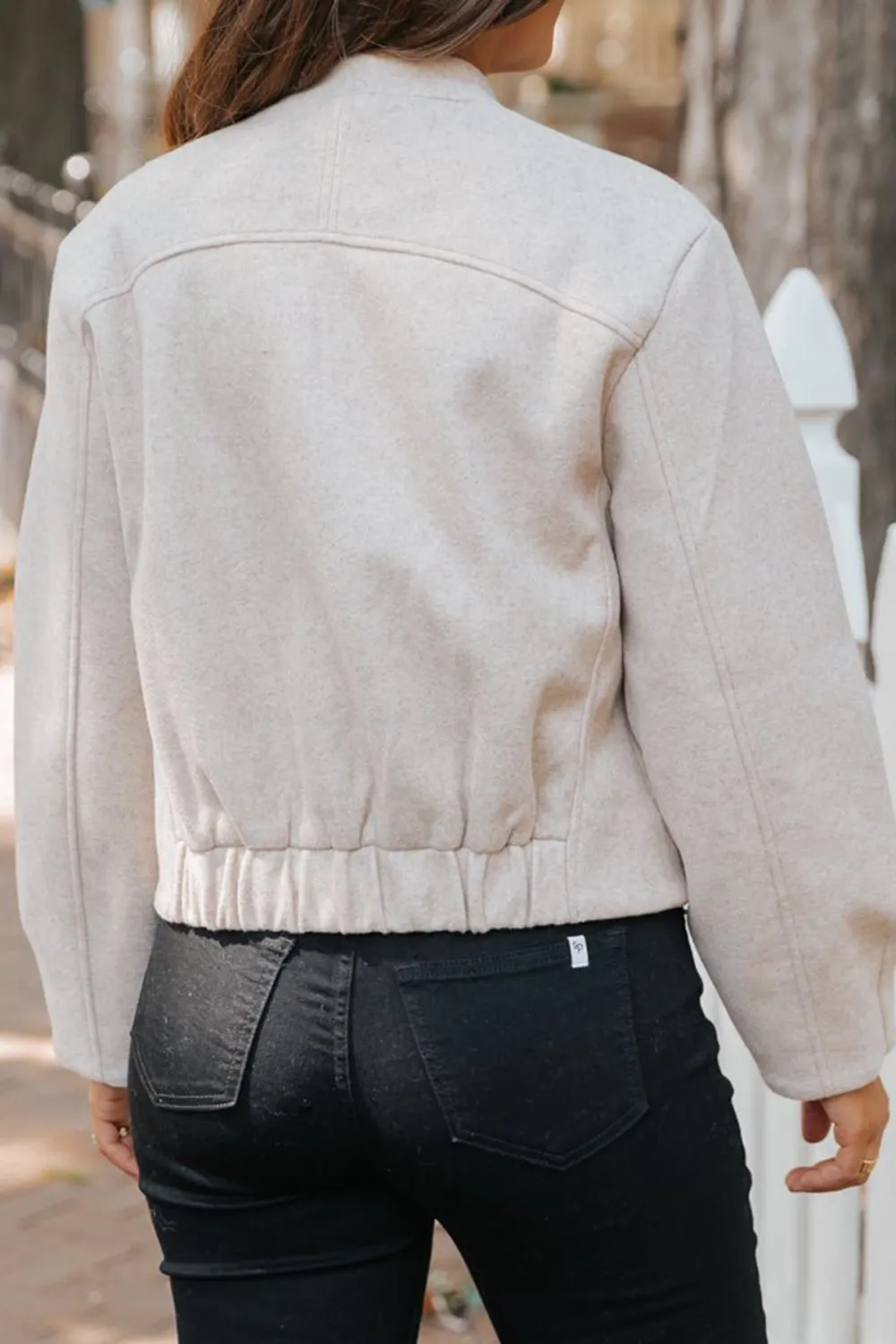 Effortless Beige Bomber Jacket