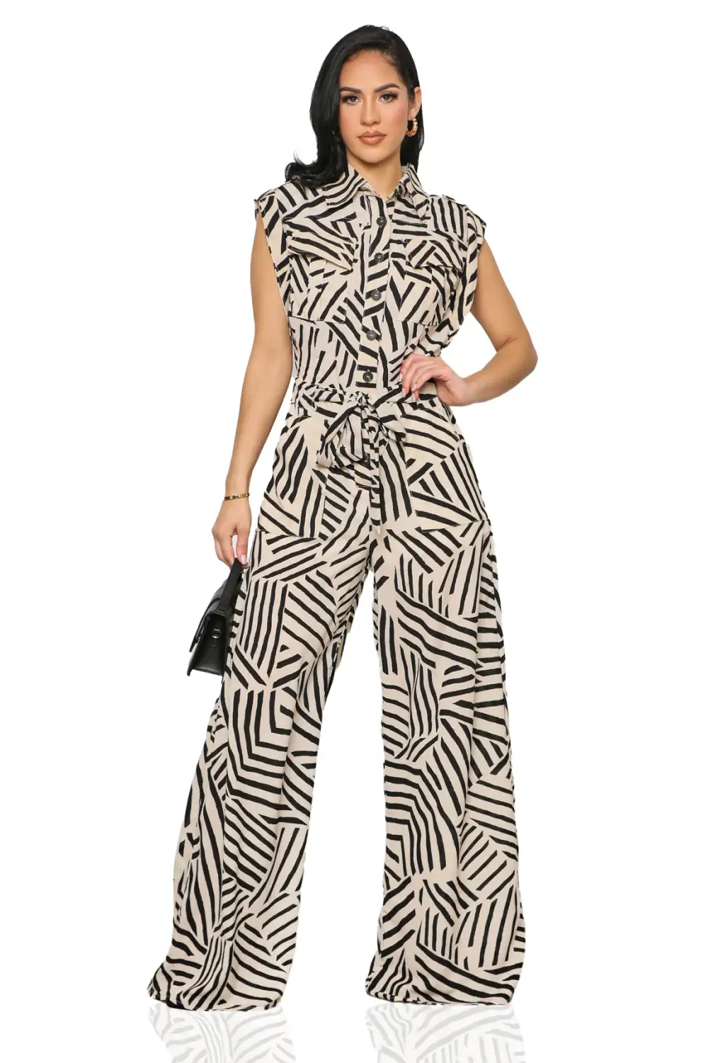 Get Ziggy Wide Leg Jumpsuit (Cream Multi)