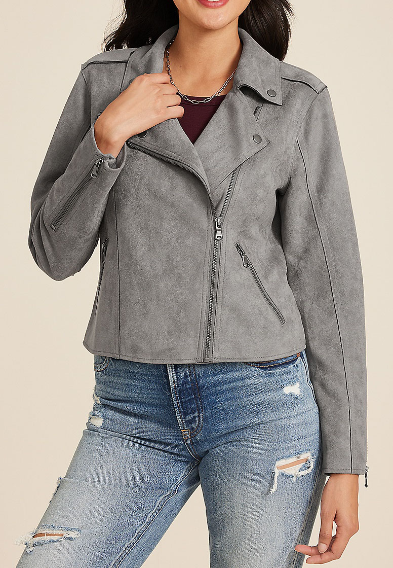 Faux Suede Moto Jacket