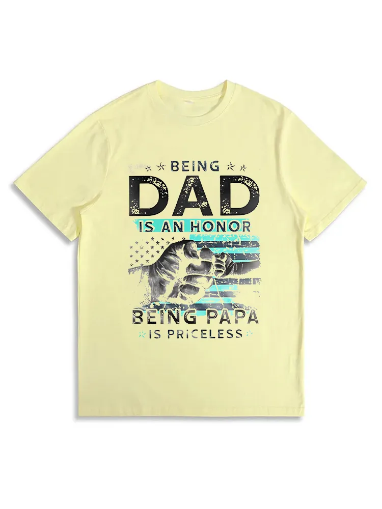 Being Dad Is An Honor Papa Is Priceless US Flag Fist Bump T-Shirt