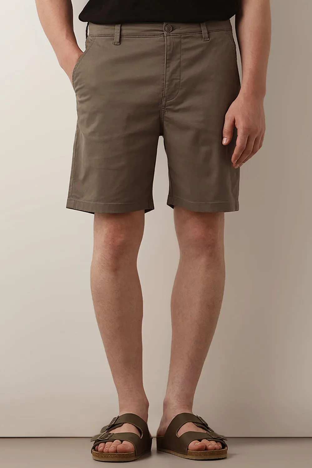 Navy Blue Mid Rise Chino Shorts