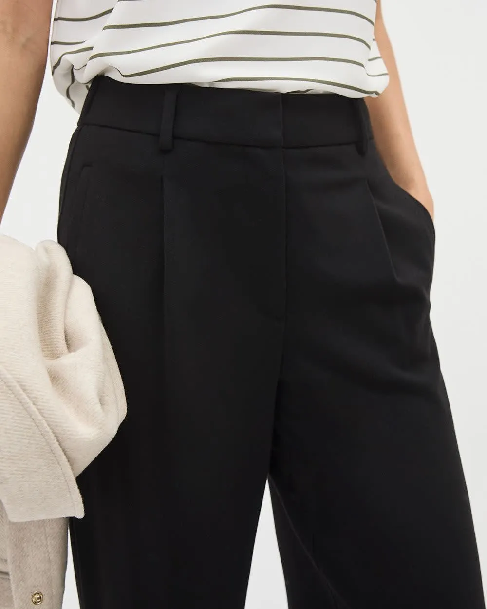 Black Luxe Knit High-Rise Long-Wide-Leg Pant