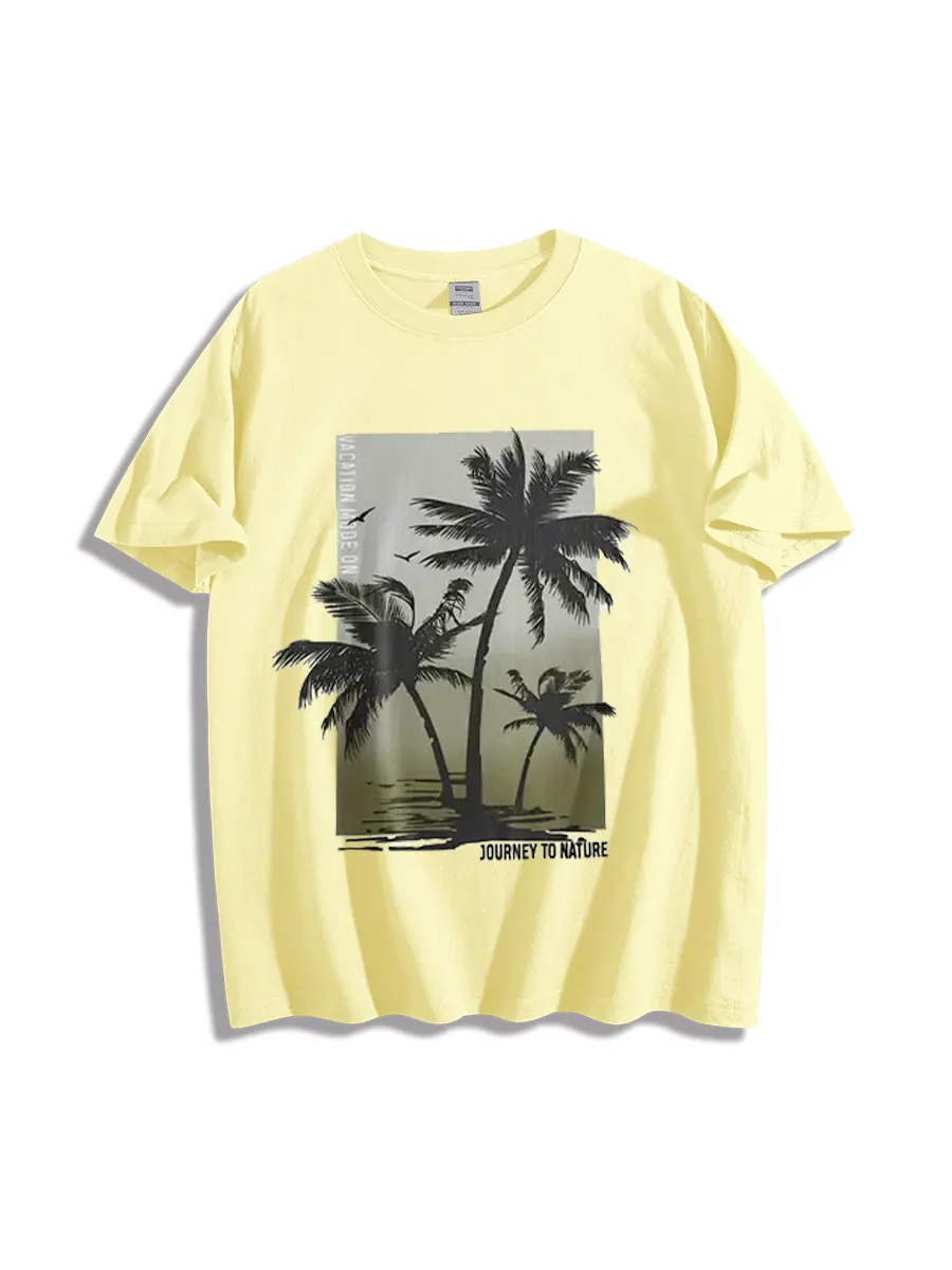 Hawaiian Style Coconut Tree Pattern T-Shirt